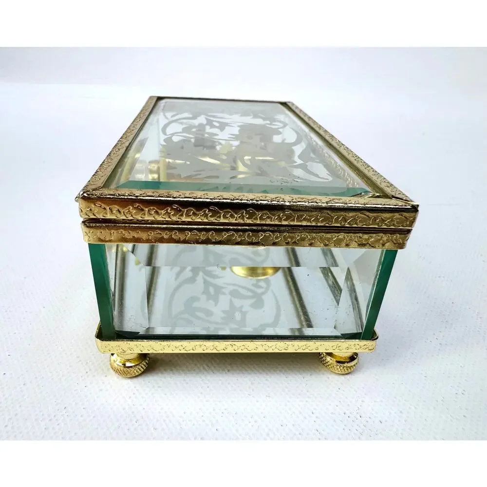 Vintage Yunsheng Beveled Glass Jewelry Box Music Box